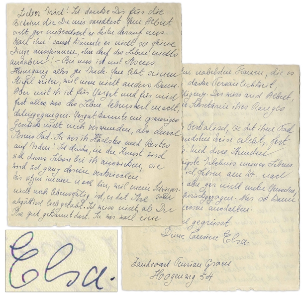 Elsa Einstein 1933 Autograph Letter Signed After the Passing of Her Daughter, Ilse -- ''...most sensitive and generous...A strong and highly intelligent personality. Albert...knows that as well...''